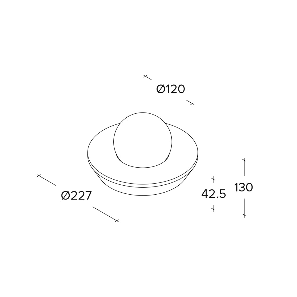 CICLADI TONDA lampada a  Soffitto 1 Luce attacco GX53 d.22,7cm in gesso e vetro bianco