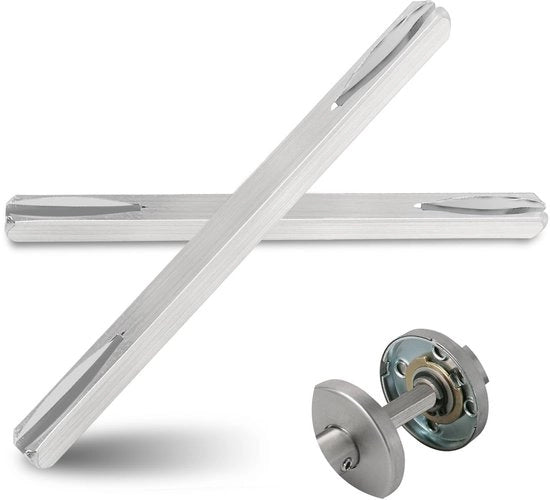 Battente per porta - Maniglia per porta - 2 pezzi - Vite a quadro 8 mm x 100 mm - Acciaio galvanizzato - Accessori per porta - Argento - Maniglia per porta