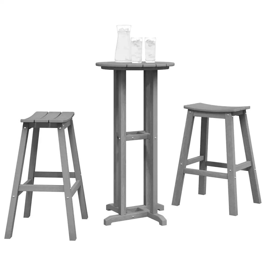 Set Bar da Giardino 3 pz | Set Salotto da Giardino Grigio chiaro HDPE