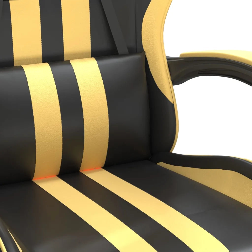 Sedia da Gaming con Poggiapiedi Nero e Oro in Similpelle cod mxl 66592
