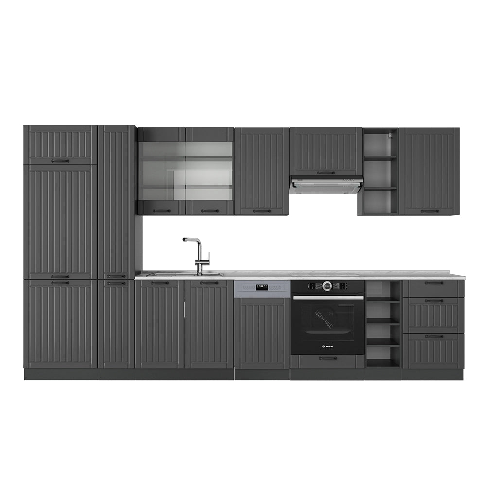 Cucina componibile Fame-Line Grigio scuro/Antracite 355 cm, PL Marmo Vicco