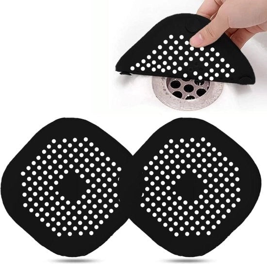 Set di protezione per grondaia in silicone da bagno e cucina - Kit da 2 pezzi Nero Filtro per grondaia