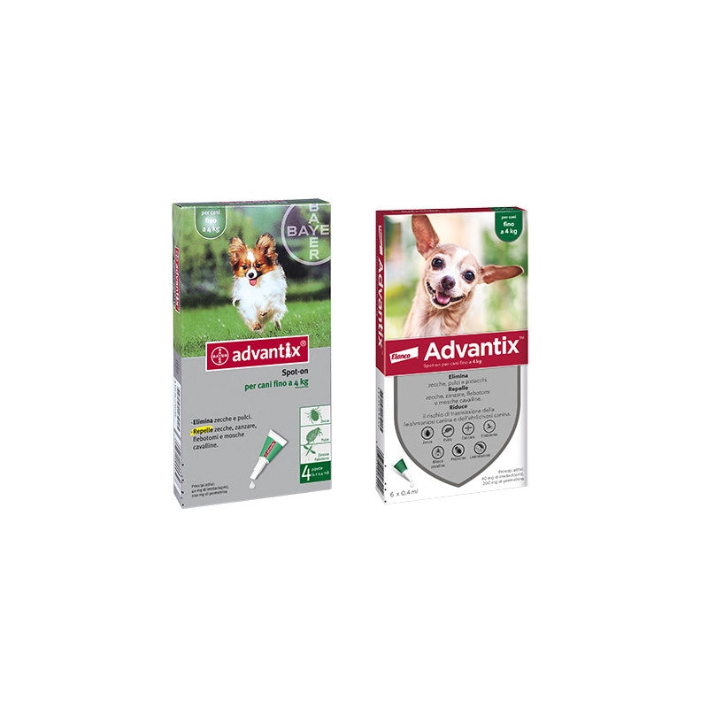 Advantix per cani fino a 4 kg – 4 pipette da 0,4 ml – Protezione antiparassitaria