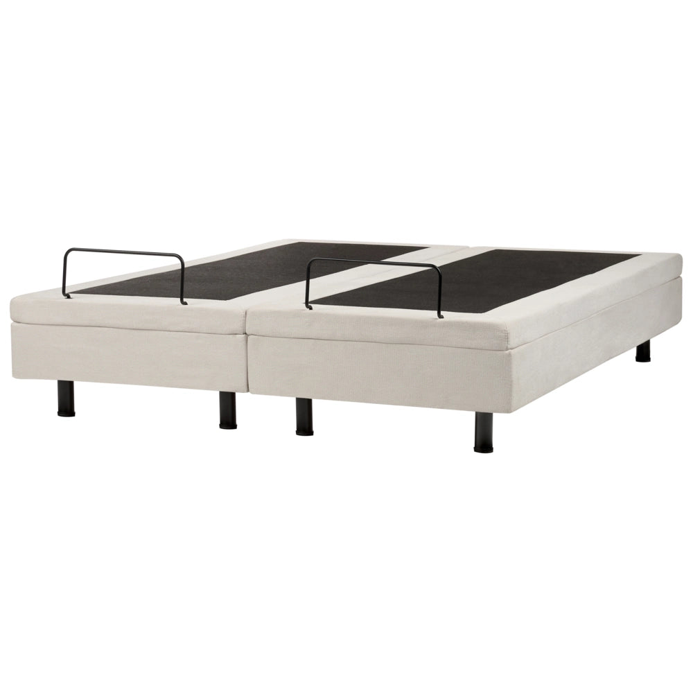 Letto elettrico matrimoniale tessuto beige chiaro  regolabile con telecomando senza testiera 160x200 cm stile moderno