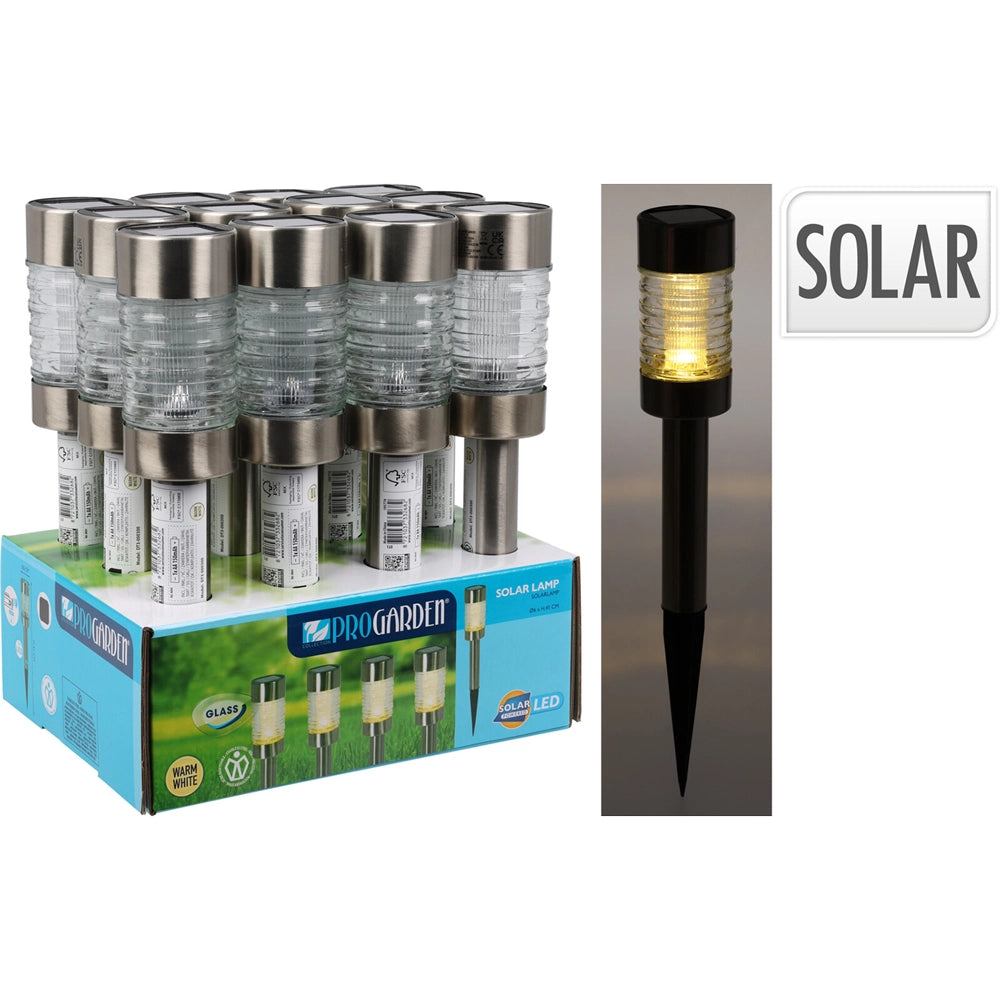 LAMPADA A ENERGIA SOLARE 'INOX' cm 10 x h.26- 12 pezzi