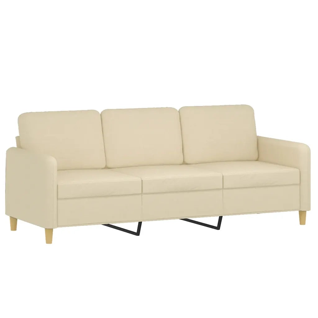 Divano a 3 Posti con Cuscini Crema 180 cm in Tessuto 3200919