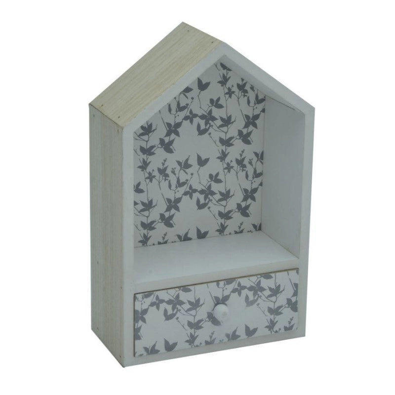 Mensola legno lucia casetta con cassetto cm 18x8h28,5