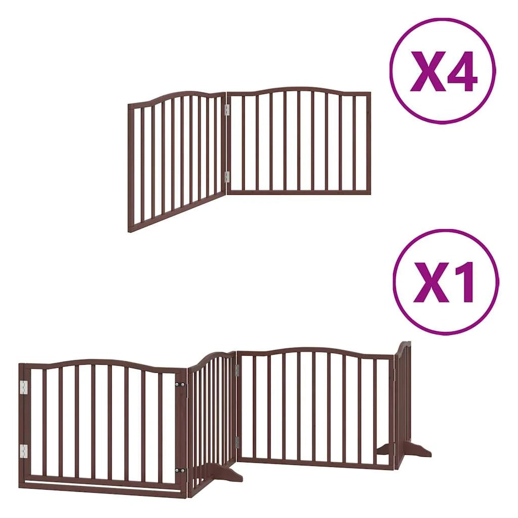 Cancelletto di sicurezza per animali domestici porta pieghevole 12 pannelli legno di pioppo marrone 02_0023149