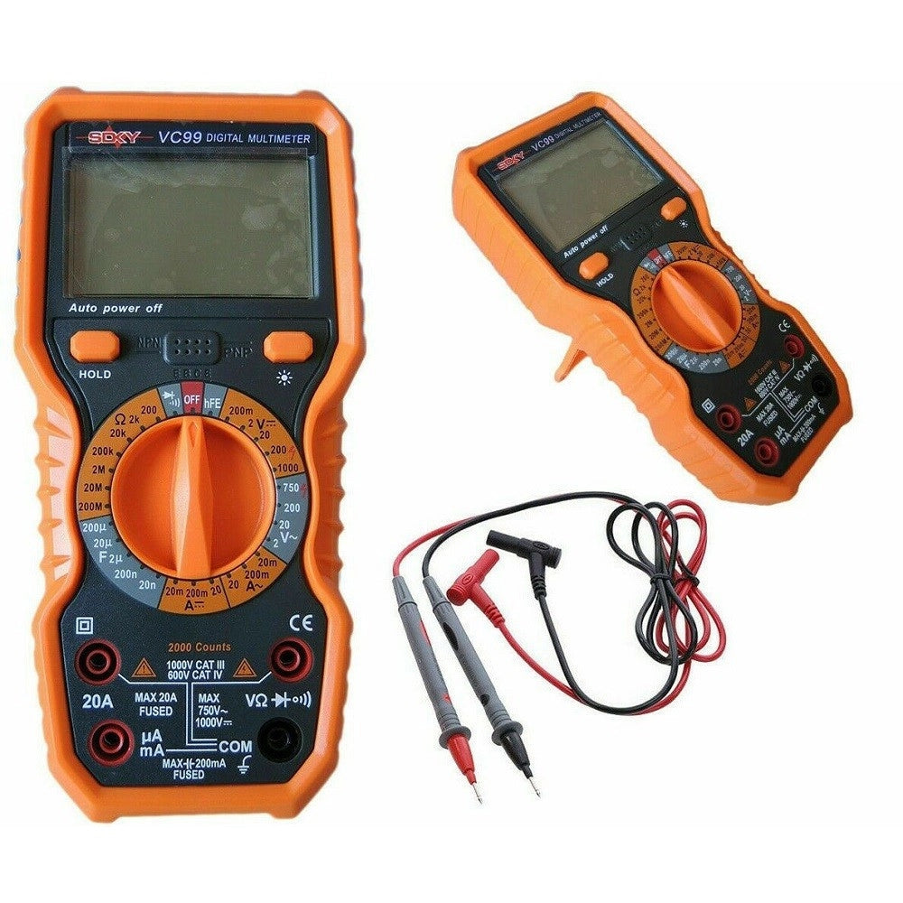 Trade Shop - Multimetro Digitale Tester Professionale Volt Ampere Farad Ohm Puntali Vc99 -