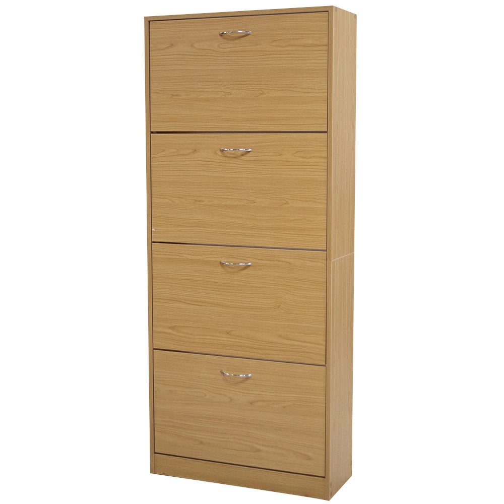 Scarpiera 4 Ante Ripiani Porta Scarpe Doppia Profondita Legno 63x24x150 Quercia