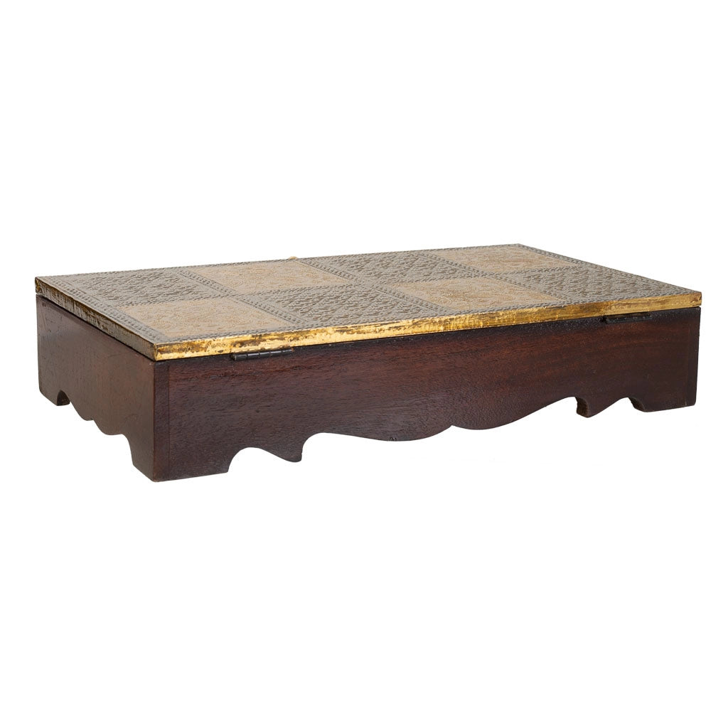 Portagioie in legno e metallo marrone 33x20,5x7h