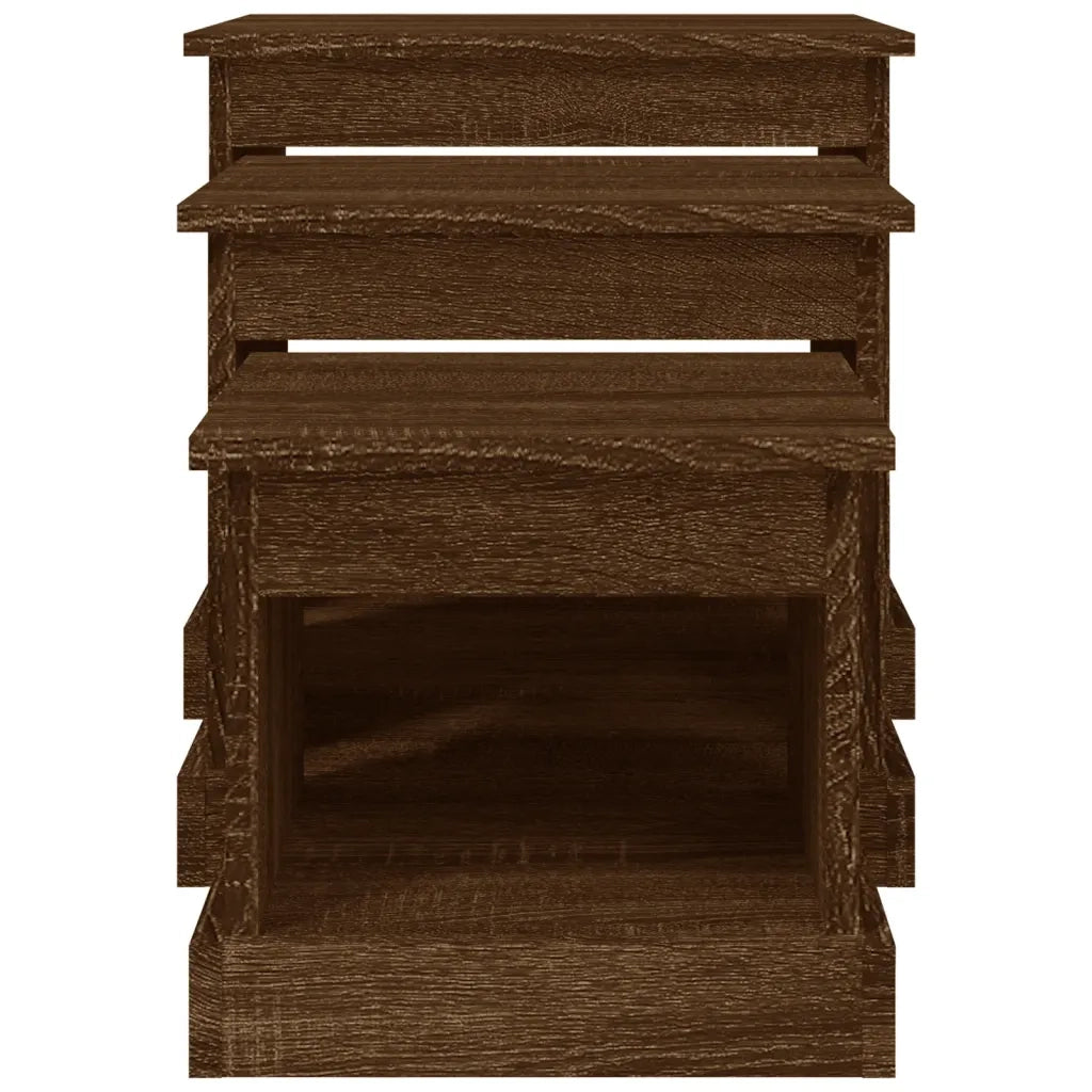 Tavolini da Salotto 3 pz Rovere Marrone in Legno Multistrato 816495