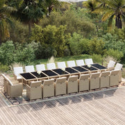Set da Pranzo per Giardino 21pz con Cuscini in Polyrattan Beige cod mxl 35996