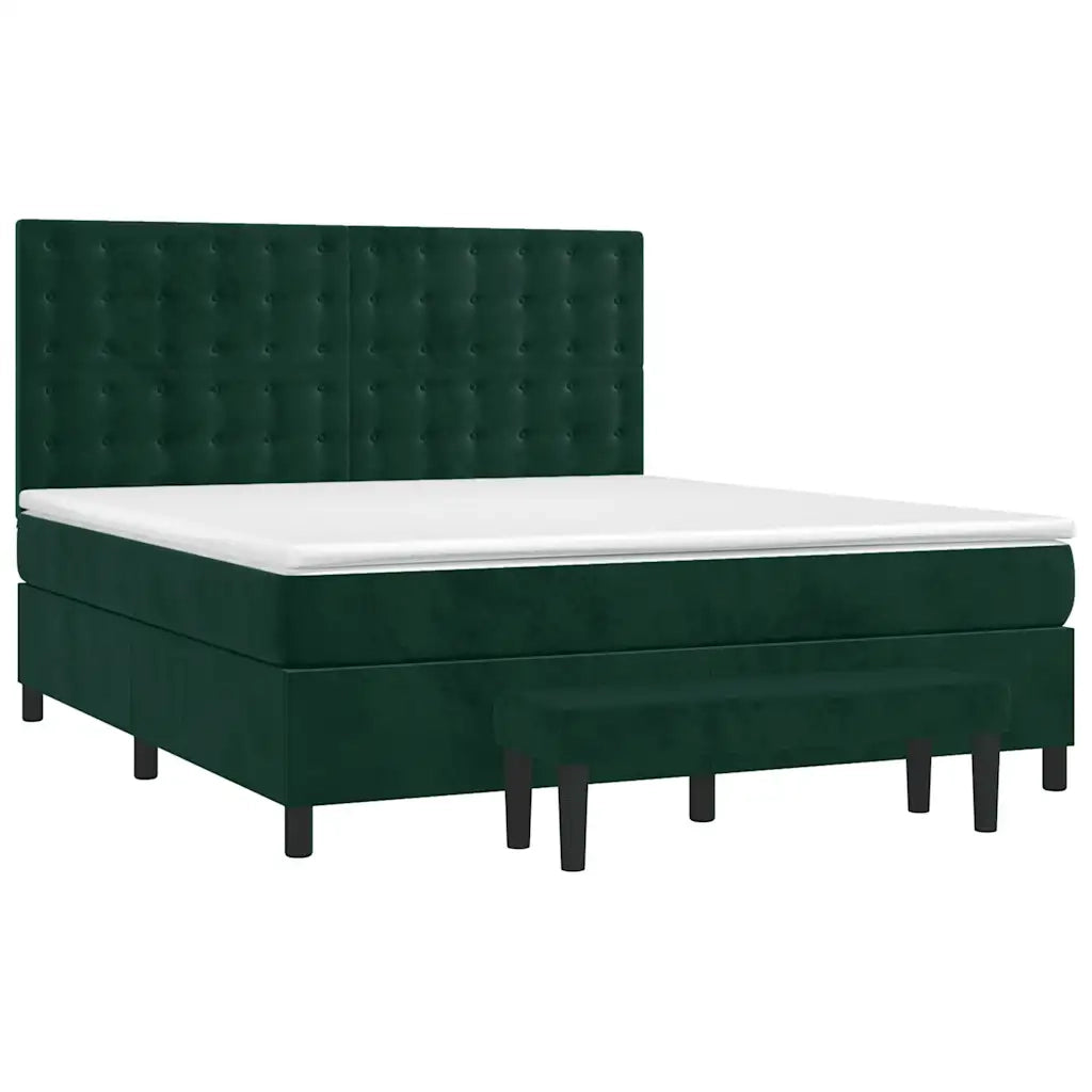Giroletto a Molle con Materasso Verde Scuro 180x200 cm Velluto 3138100