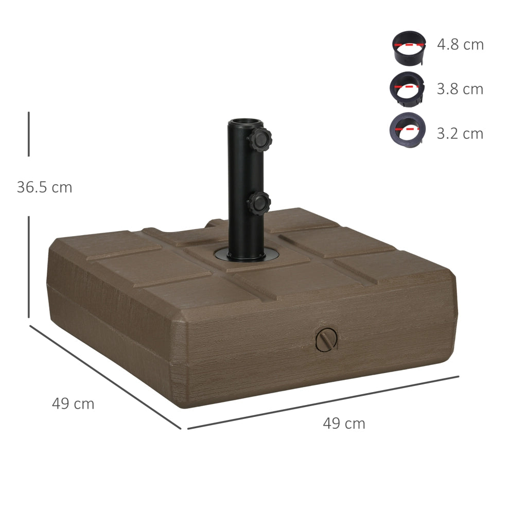Base Ombrellone da Giardino ¨C zephmum ¨C Marrone, HDPE e Acciaio, 49x49x36.5 cm