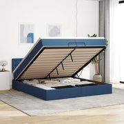 vidaXL Struttura Letto Pouf con Materassi Blu 200x200 cm in Tessuto