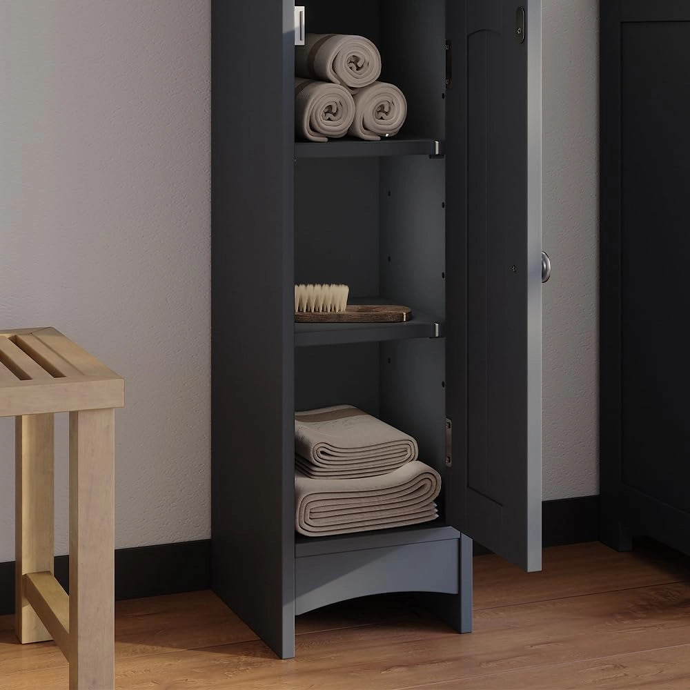 mobiletto bagno Bianco, Grigio, 18 x 81 cm con 5 scomparti