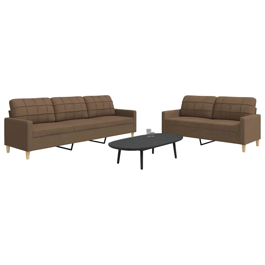 vidaXL Set di Divani 2 pz Marrone in Tessuto