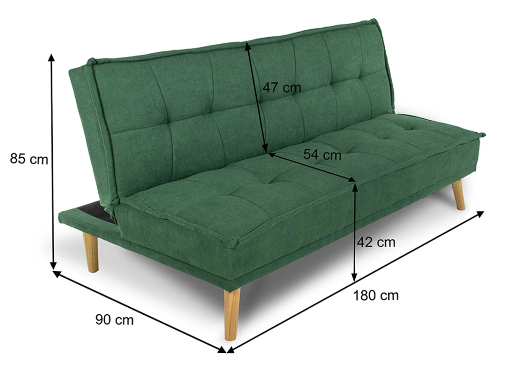 Divano letto clic clac in tessuto vellutato verde abete, divano 3 posti - Bart - DL-BA38FBC