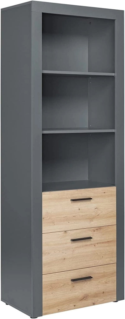 LIBRERIA SCAFFALE CORBETO MOBILE CASA UFFICIO ANTRACITE ROVERE 68.6x41.6x190CM