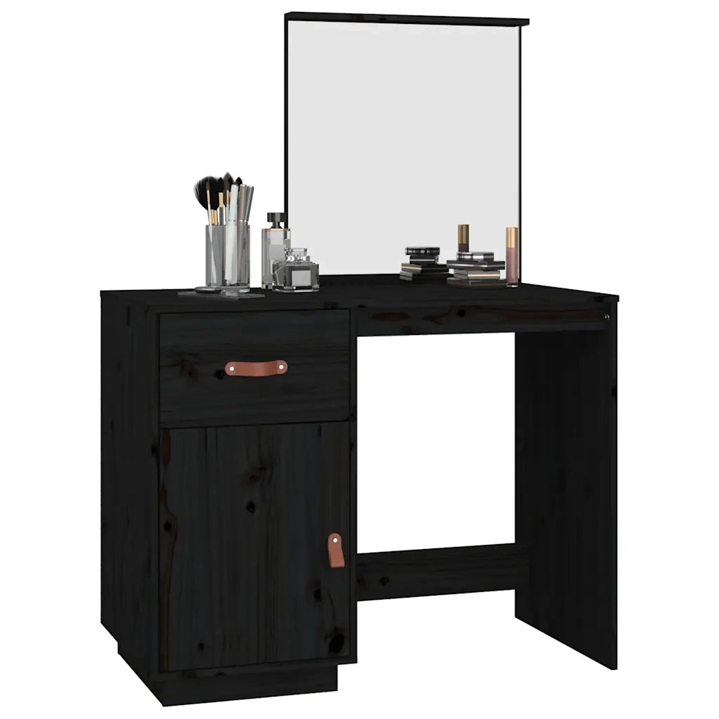 Toeletta Nera 95x50x134 cm in Legno Massello di Pino 820091