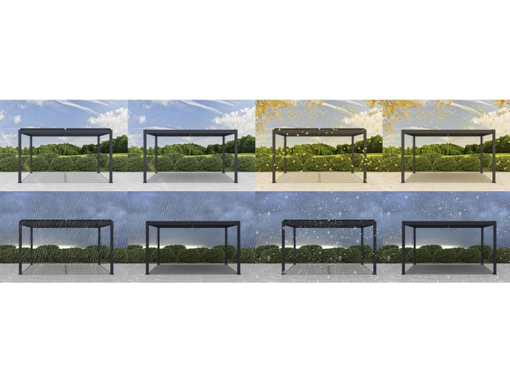 Pergola bioclimatica "Windsor" in alluminio con led 3 x 4 - Grigio
