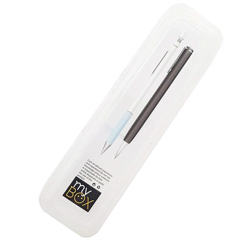 Trade Shop - Custodia Portapenne 2 Pezzi Astuccio Cc7850 Plastica Trasparente Fantasia Penne -
