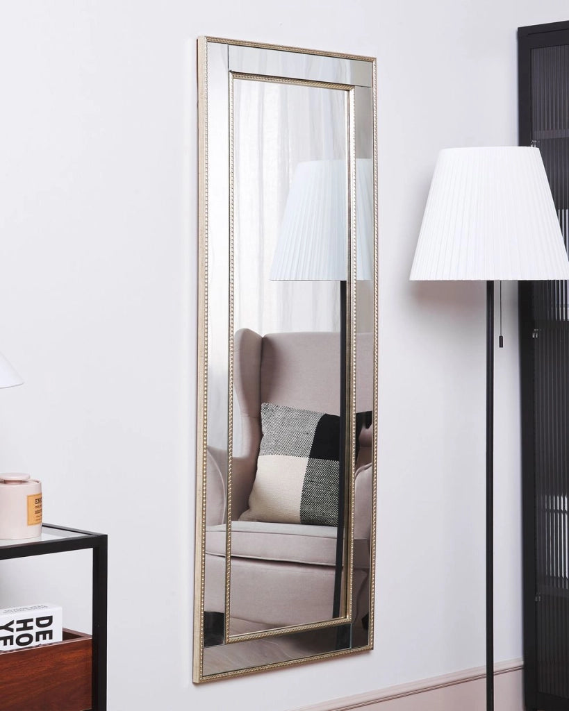 Specchio da parete argento con dorato 50 x 130 cm verticale minimalista Art Deco camera da letto comò soggiorno