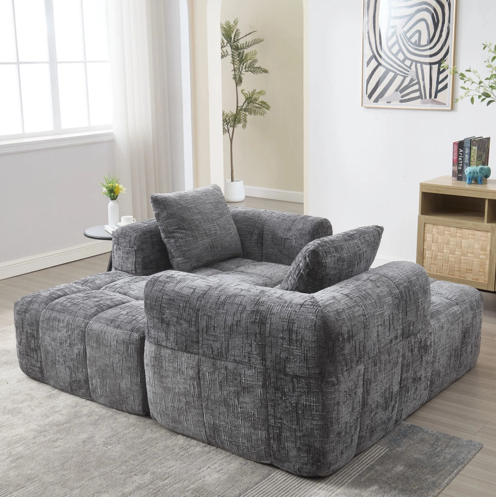 Divano angolare 250x158x60 cm senza installazione in chenille grigio