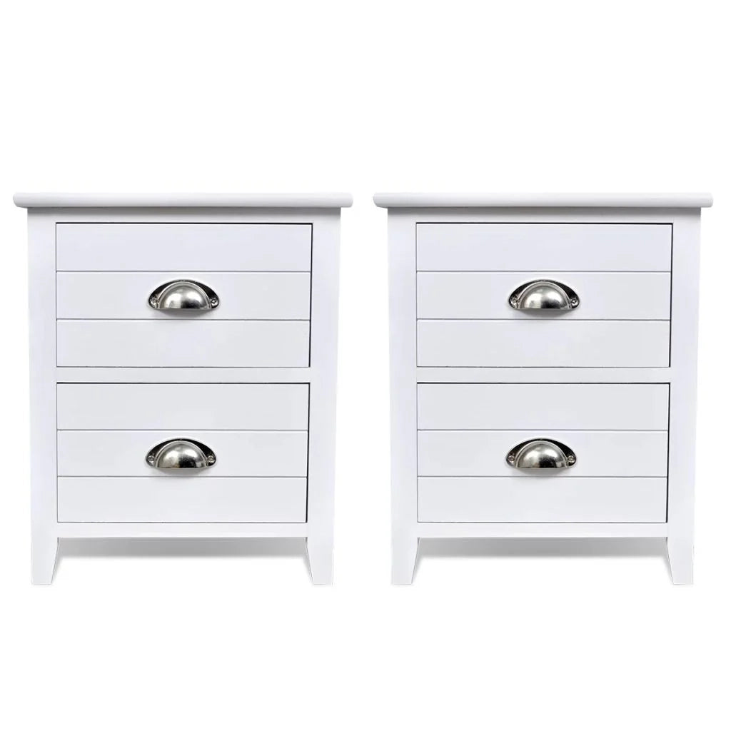 Set di 2 comodini comodini cassettiera mobili per camera da letto con 2 cassetti bianco 1402121