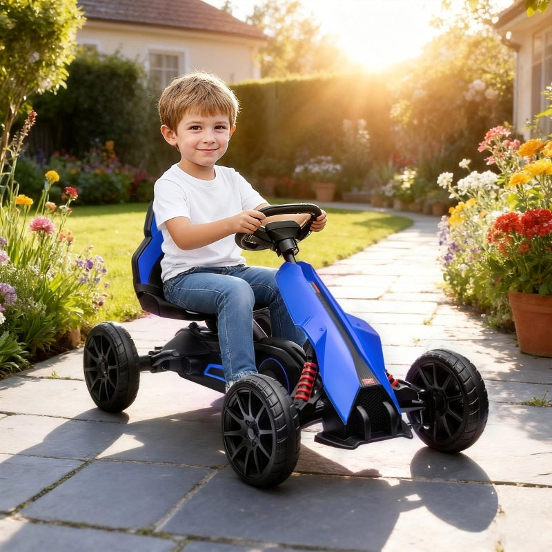 Go-kart a pedali con marcia avanti e indietro, per bambini dai 3 agli 8 anni, blu