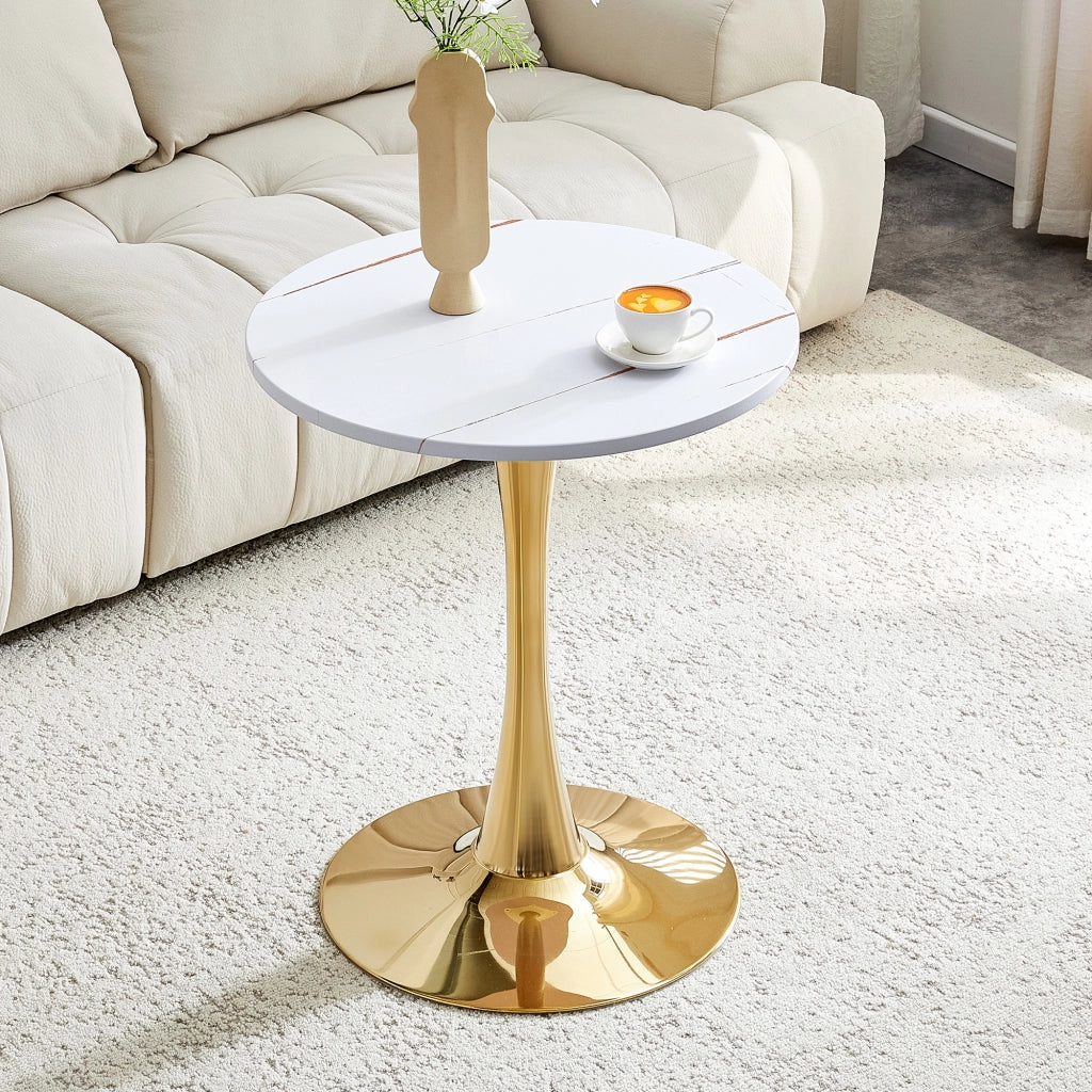 Tavolino basso rotondo con piano in MDF termoformato base in metallo stile contemporaneo per soggiorno e sala da pranzo