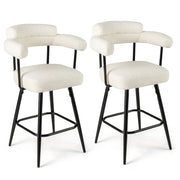 Set di 2 sgabelli da bar girevoli 63 x 54 x 100 cm elevato comfort con schienale curvo e braccioli in velluto teddy bianco 20_0012545