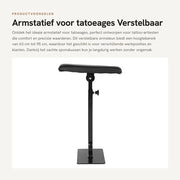 Stativo per armature con regolazione di altezza 63-95 cm - Supporto per braccio/tavola per tattoo - Regolabile in angolo - Cuscino di spugna morbido - Adatto per scene di tattoo