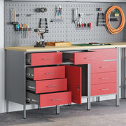 Mobile da lavoro 3 pcs Rosso e Grigio 150 x 55 x 85 cm 3321373