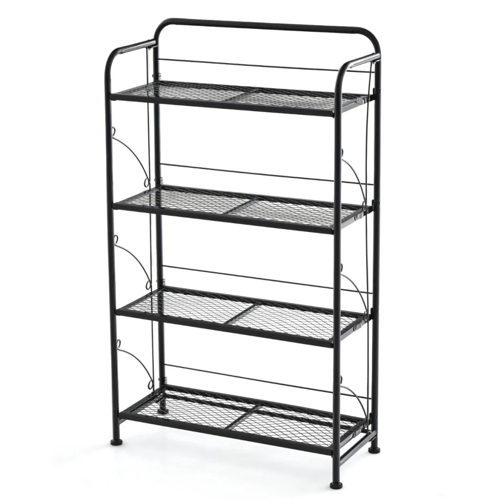 Supporto per piante pieghevole spazio di archiviazione 60 x 25 x 100 cm capacità di carico 40 kg design moderno in metallo nero 20_0021037