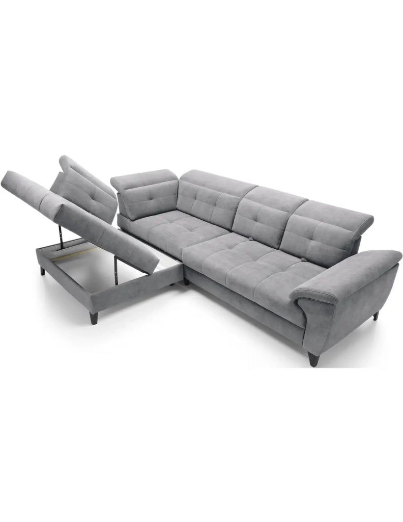 Divano ad angolo Grigio 5 posti angolo sinistro seduta alta 48cm INFERNO