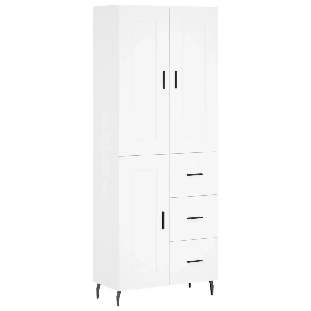 Credenza-Buffet-Armadio da cucina Bianca 69,5x34x180 cm in Legno Multistrato 987653