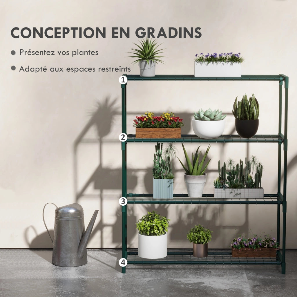 Scaffale per piante 4 livelli ¨C Minimal ¨C verde metallo 89x28x107 cm