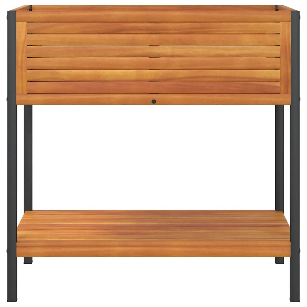 Fioriera con Ripiano 80x45x80 cm in Legno Acacia e Acciaio 367617