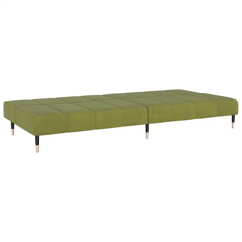 Divano Letto a 2 Posti Verde Chiaro in Velluto 375877