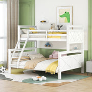 Letto a castello 90(140)x200 cm con scala e sponde di sicurezza in legno di pino e MDF bianco