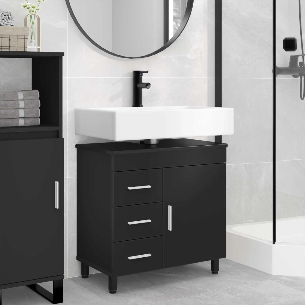 Mobile da bagno con lavabo con cassetto Nero 60 x 35 x 60 cm 889376