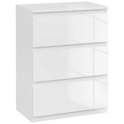 Comodino con 3 Cassetti Moderno ¨C zephmum ¨C Bianco Lucido 55x34x75 cm