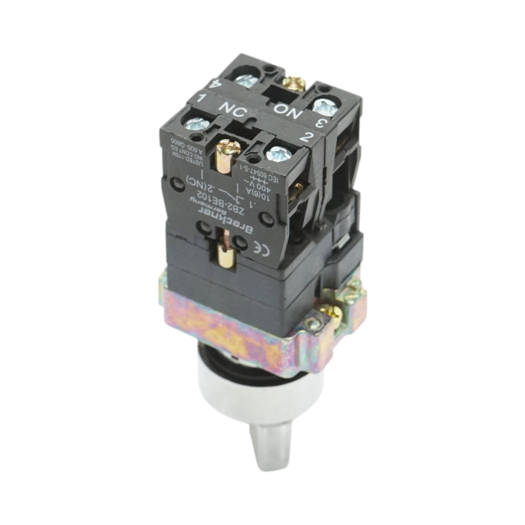 Selettore a 2 posizioni con ritenuta e indicatore di segnalazione a LED bianco 1NO+1NC, 24V, LAY5 Breckner Germany