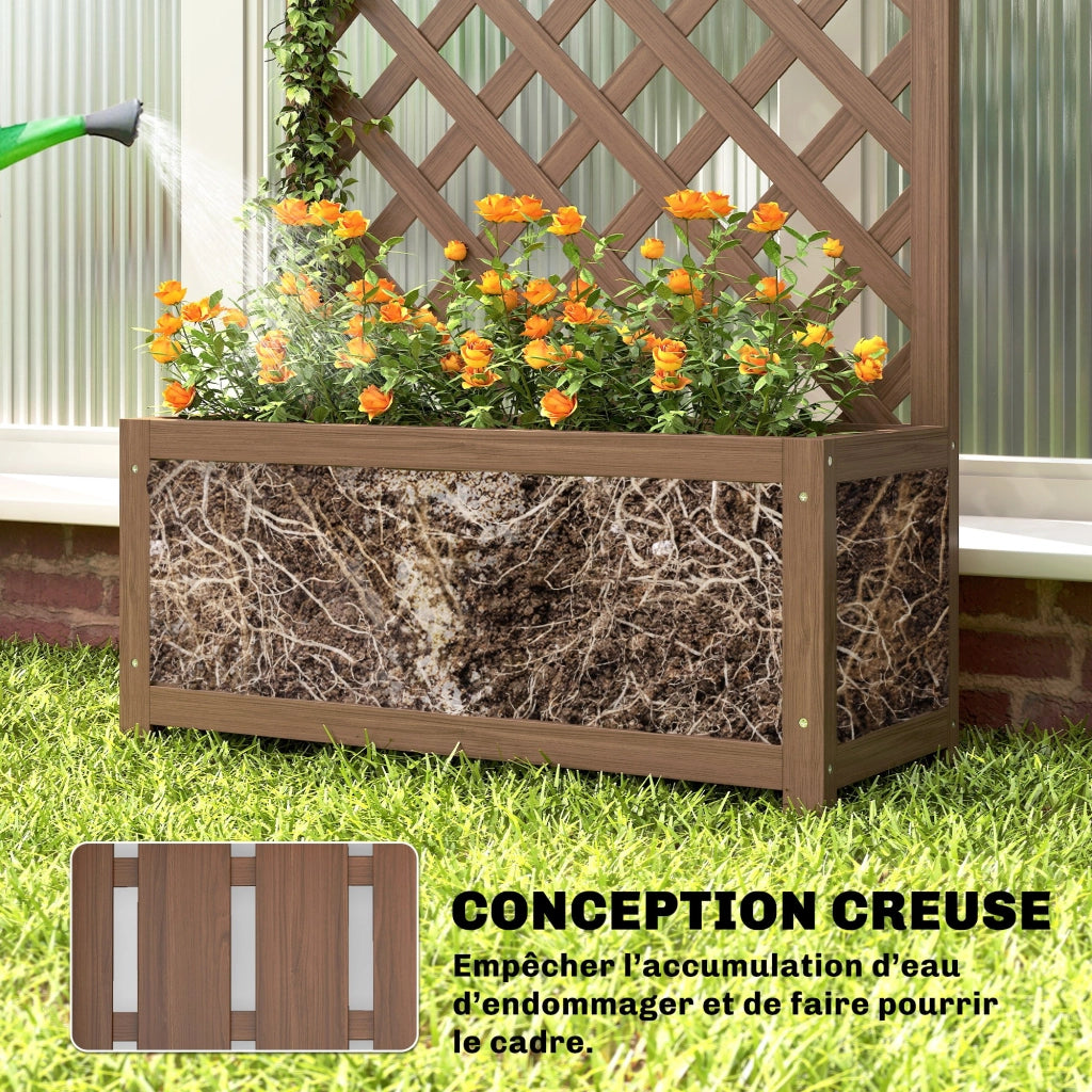Fioriera con griglia per piante rampicanti ¨C zephmum ¨C 70x28x117cm legno massello marrone scuro