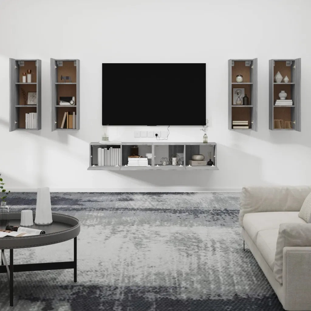 Set di Mobili Porta TV 6 pz Grigio Sonoma in Legno Multistrato cod mxl 20204