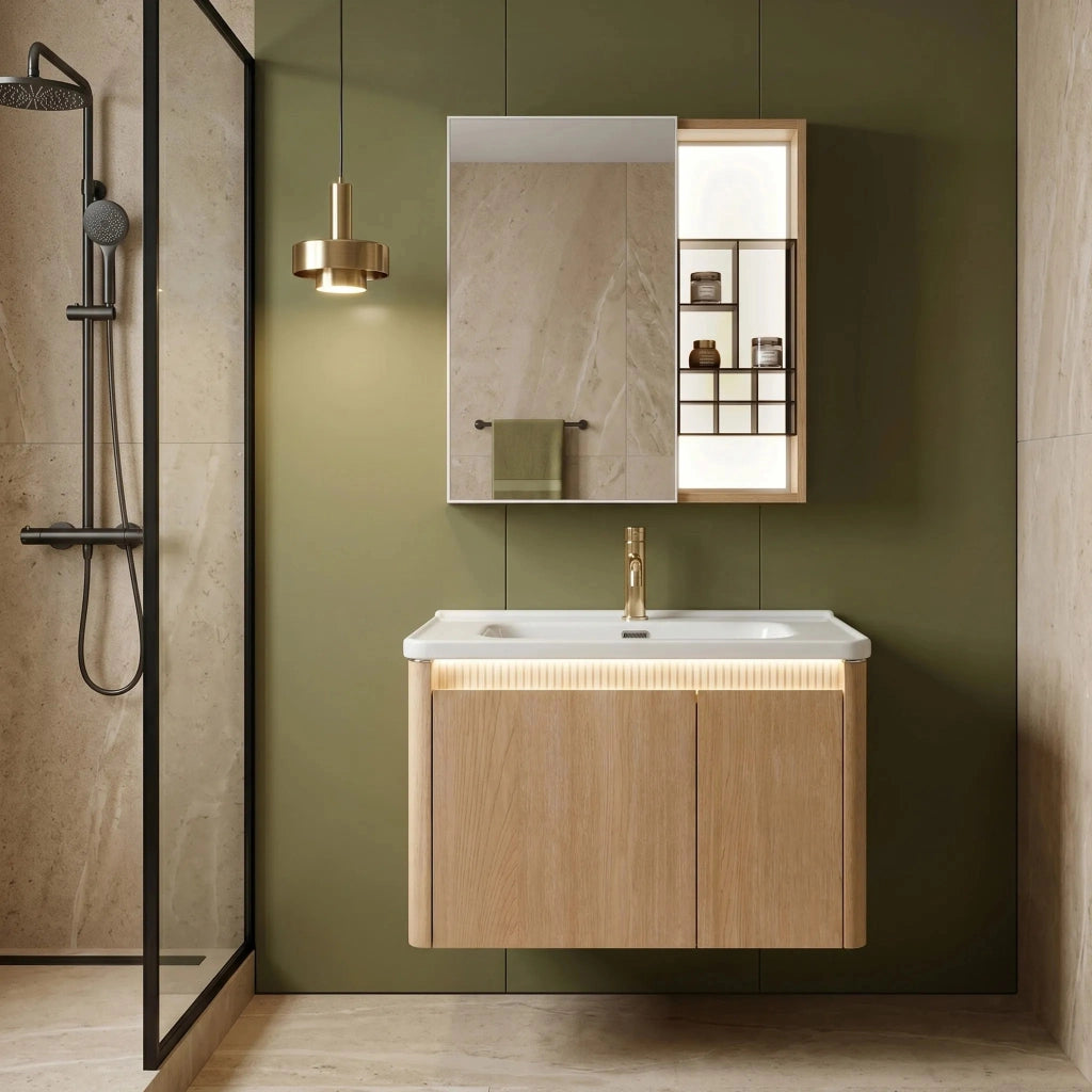 Set Di Mobili Da Bagno Con Lavabo Sora De07-70 Oak 70cm