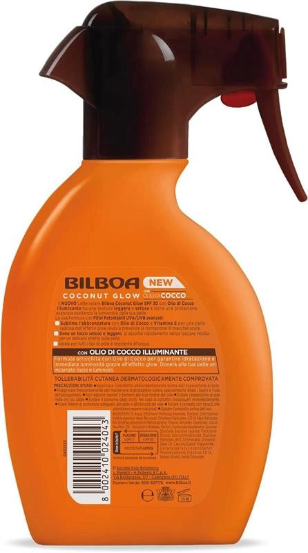 BILBOA PROTEZIONE SOLARE CON OLIO DI COCCO ILLUMINANTE ILLUMINA NUTRE PROTEGGE SPF 30 ALTA 250 ML