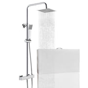 Colonna doccia con miscelatore termostatico, saliscendi doccia tondo regolabile 72-120cm, cromo